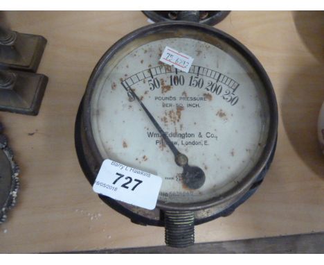 VINTAGE WM EDDINGTON AND CO PLAISTOW LONDON EAST STEAM ENGINE PRESSURE GAUGE