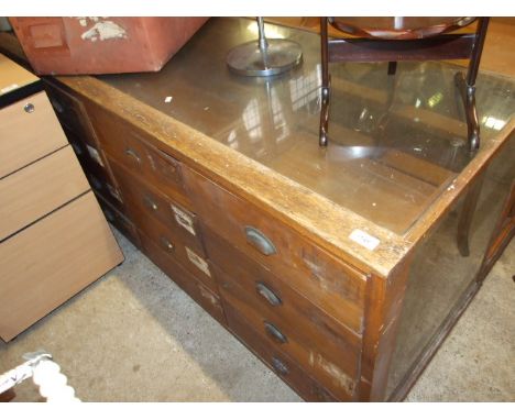 VINTAGE 16 DRAWER SHOP/HABERDASHERY COUNTER (WITH STAND/FEET NOT ATTACHED)