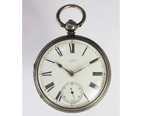 A Victorian silver cased, open face pocket watch, the white enamel dial marked 'M. Mark, Ayr', with subsidiary seconds dial, 