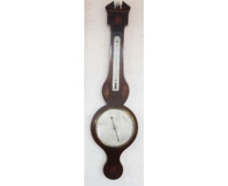 A 19th century inlaid mahogany wheel barometer, the dial signed Josh Ortelle Reading, 95cm