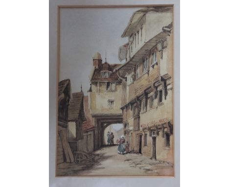French School - late 19th century,
pencil and watercolour,
Street scene,
31cm x 21cm - framed and glazed
with two watercolour