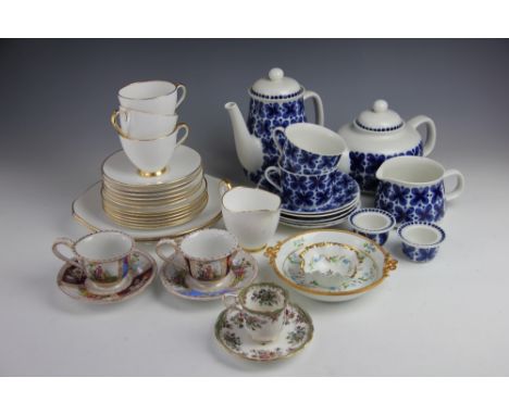 A quantity of assorted tea wares, to include; Swedish Rorstrand blue floral pattern tea and coffee service, assorted Tuscan C
