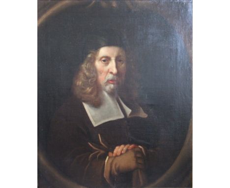 Dutch School - late 17th century, Circle of Rembrandt Van Rijn,
oil on canvas,
Portrait of a Gentleman with long hair, cap an