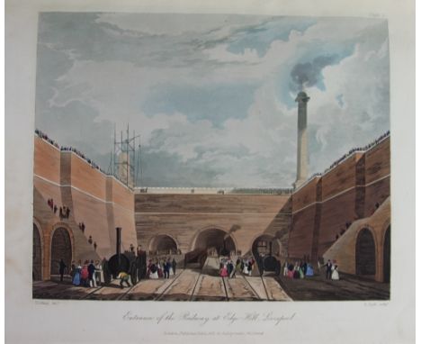 BURY (T), illus, SIX COLOURED VIEWS OF THE LIVERPOOL AND MANCHESTER RAILWAY, WITH A PLATE OF THE COACHES, MACHINES &C., hand 