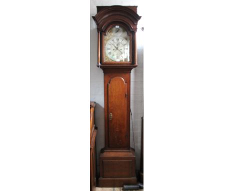 A George III eight day oak longcase clock, with 29cm Roman numeral chapter ring signed John Spence Market Harboroug[h], with 