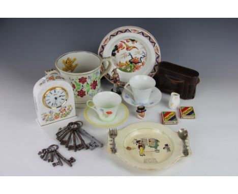 A 19th century Staffordshire double frog mug, with twin loop handles, a Shelley china cup and saucer, a Royal Doulton Jester 