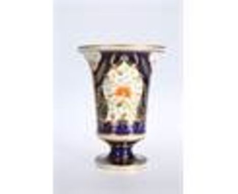 A FINE SPODE FLARED CYLINDRICAL BEAKER, CIRCA 1815, decorated in the Imari style with flowers and foliage within a shaped car