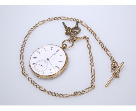 A QUARTER REPEATER OPEN FACE POCKET WATCH. Circular white enamel dial with roman index and seconds dial at 6 o'clock, 46mm di