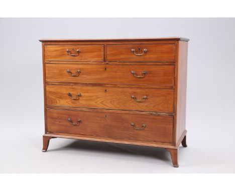 A GEORGE III MAHOGANY CHEST OF DRAWERS, with flat front, the moulded rectangular top above two short over three long graduate