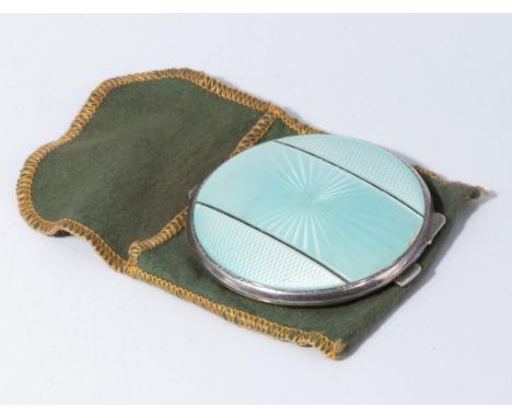 A silver enamel powder compact