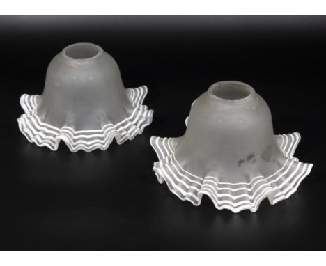 A pair of fluted glass light shades