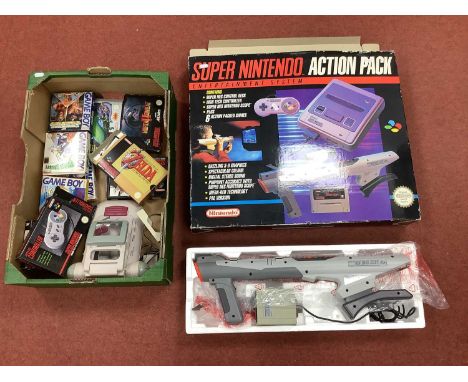 Four Super Nintendo Entertainmnent System - SNES (EMPTY - No Cartridges) Games Boxes including The Legend Of Zelda - A Link T