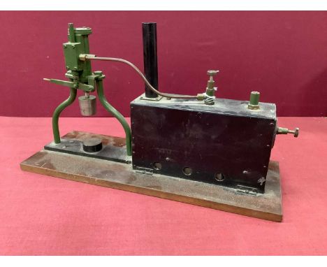 A Scratch Built Live Steam Horizontal Steam Plant; 7 x 18cm boiler connection to a single cylinder operating some form of pow
