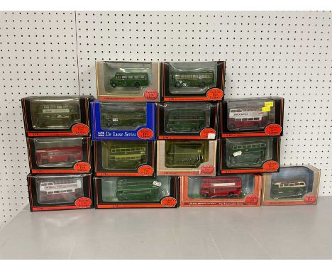 Fourteen 1:76th Scale Diecast Model Buses by EFE to include #27802 STL London Bus - Greenline, boxed.