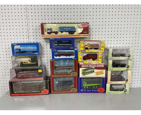Seventeen 1:76th Scale Diecast Model Commercial Vehicles and Buses by EFE, Corgi, Base Toys and other to include The Original
