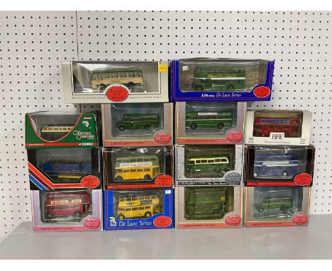 Fourteen 1:76 Scale Diecast Model Buses. Mostly by EFE to include #20132 Bedford OB Coach - King Alfred, boxed.