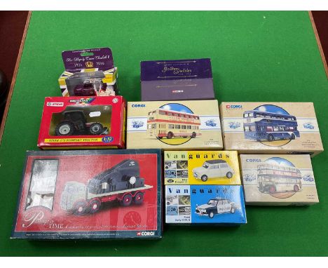 Nine Diecast Model Vehicles by Corgi, Lledo 'Vanguards', Britains to include Vanguards 1:43 #VA25005 Cream Mini Cooper 'S', B