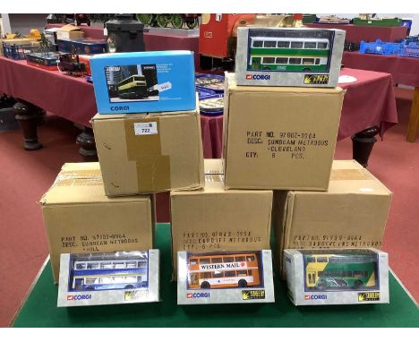 Thirty Diecast Model Buses by Sunbeam Models - Corgi. Comprising of #91843 Cardiff Metrobus (6), #91839 Badgerline Metrobus (