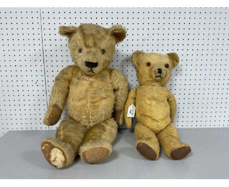 Two Mid XX Century Jointred Teddy Bears, both (Chad Valley) English, one 60cm high, one 45 cm high, both well loved