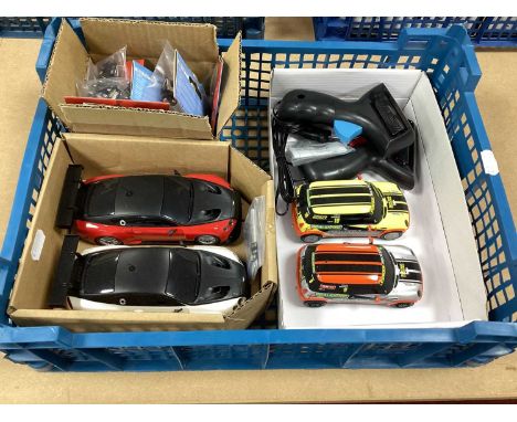 Four Scalextric 1:32 Scale Slot Cars comprising of Minis (2) &amp; Bentley Continental GT3 (2). Missing Outer Boxes. Together