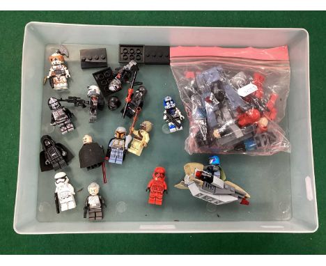 Eighteen Star Wars themed Lego Minifigures to include Commander Cody, Crosshair, Sith Trooper, Tusken Raider, Mandalorian. So