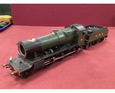 A Kit Built Brass and White Metal 'O' Guage/7mm Class 43XX 2-6-0 Steam Tender Locomotive, G.W.R green, no R/No; built and pai