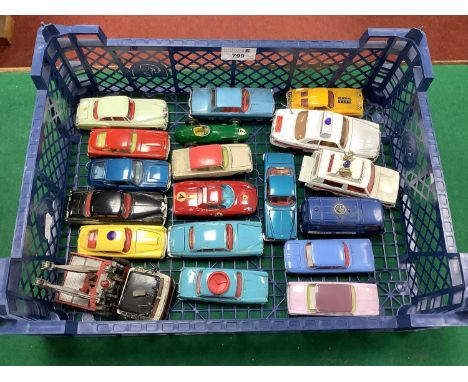 Eighteen Original Corgi Diecast Vehicles from 1960s/1970s, including Holmes Wrecker, Buick Riviera, Bentley Continental, all 