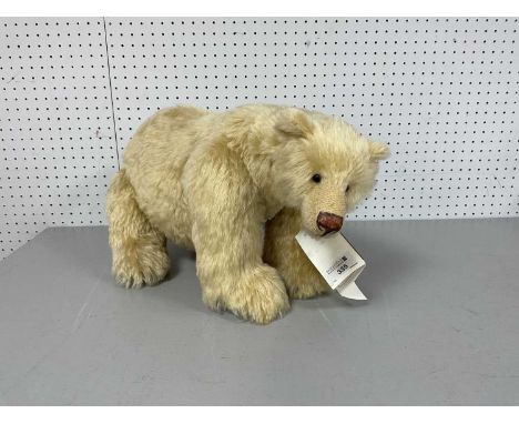 A Gregory Gyllenship Soft White Bear Stood On All Floors. Labelled "Ashley". Mohair Plush, Shoe Button Eyes, Wool Felt Paw Pa