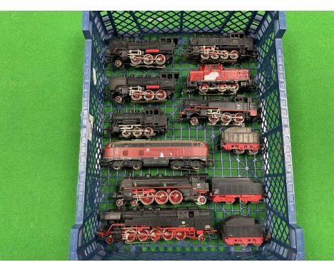 Nine Marklin HO scale German outline locomotives including 2-10-2 tank engine, three other tank engines, two 2-6-0 tender eng