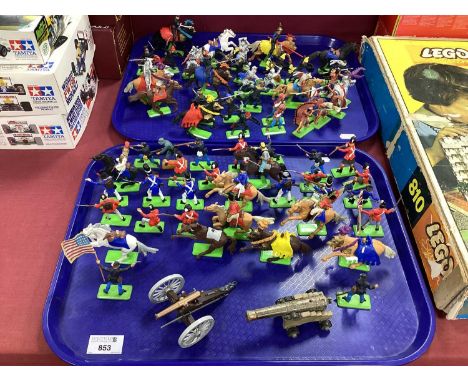 A Collection of Britains Deetail Plastic (all with metal bases) Toy Soldiers, Cowboys, Knights, etc. Napoleonic and American 