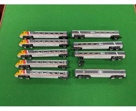 A collection of Hornby 00 gauge APT stock including a motor coach (untested), five driving trailers and three intermediate tr