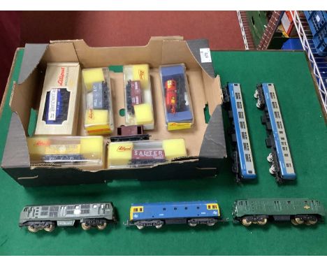 Three HO scale British outline diesel locomotives: two Playcraft Class 29 and a Lima Class 33; together with six boxed Lillip