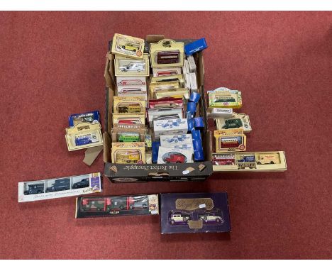 Approximately Sixty Diecast Model Vehicles by Lledo, Corgi, Matchbox, boxed.