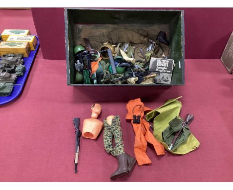 An Original 'Tommy Gunn' Action Figure (in parts), plus a quantity of Action Man and similar Quartermaster stores, all playwo