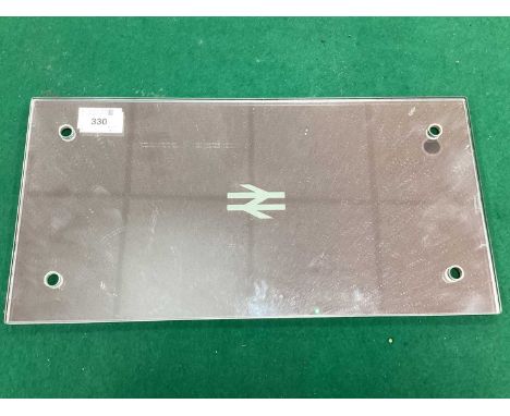 Railwayana - A British Rail 'Double Arrow Logo' Carriage Mirror. 40.5cm x 20cm.