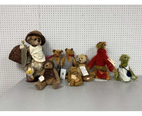 Eight Soft Bears / Teddy Bears. Various Makers, To Include Gaby Scholtz Bear Labelled "Daniel", Two Bilbo Bears by Audrey Edw