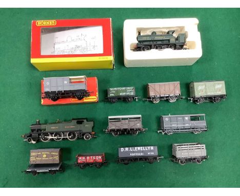 A Great Western goods train set with a boxed Hornby half-cab pannier tank, an Airfix 2-6-2 "large prairie" tank engine, two G