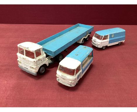 Original Corgi Gift Set #1151 Co-op, comprising Scammel truck and trailer and 2 x Commer 3/4 ton chassis, overall fair/good.