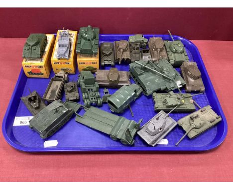 Twenty Three HO/OO Scale Plastic, Diecast Model Tanks and Armoured Vehicles by Airfix, Zylmex. To include Airfix Centurion Ta