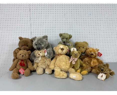 Ten Gund Soft Bears / Teddy Bears. Including Two Barton's Creek Collection Bears One Labelled "JT" The Other Labelled "Barton