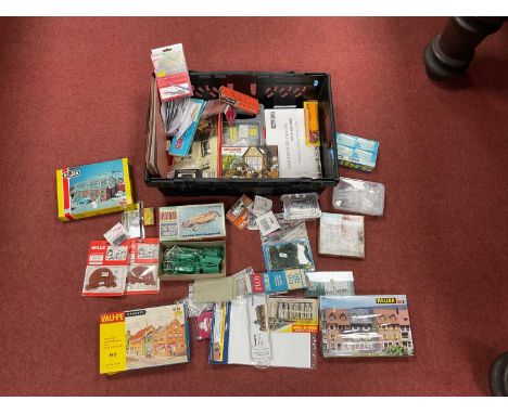 A Quantity of predominantly OO/HO Gauge Model Railway Lineside Accessories and Kits by Faller, Kibri, Heljan, Peco, Merit and