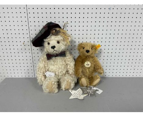 Two Modern Steiff Teddy Bears. Comprising of 1903 Replica of "Mr Cinnamon", And A Steiff Scottish Teddy With Bow Tie And Hat,