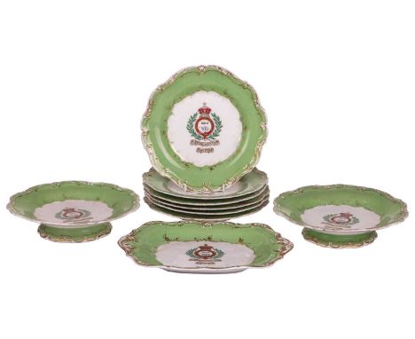 Of Indian Military Interest, A small collection of 23rd Madras Native Infantry porcelain officer's mess plates by Boucher & C