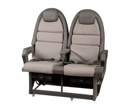 A PAIR OF CONCORDE CABIN SEATS complete with titanium runners and newspaper cuttings , taken from Concorde after the 1985 ref