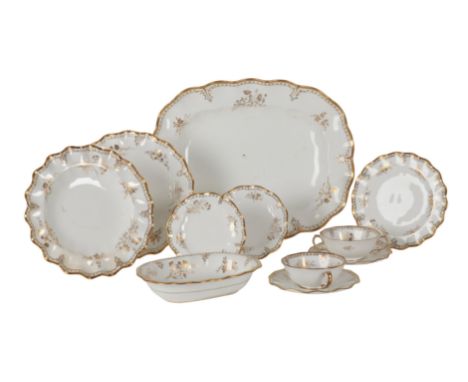 A ROYAL CROWN DERBY 'ROYAL ST JAMES' PART DINNER SERVICE comprising a large serving platter, two smaller serving dishes, ten 