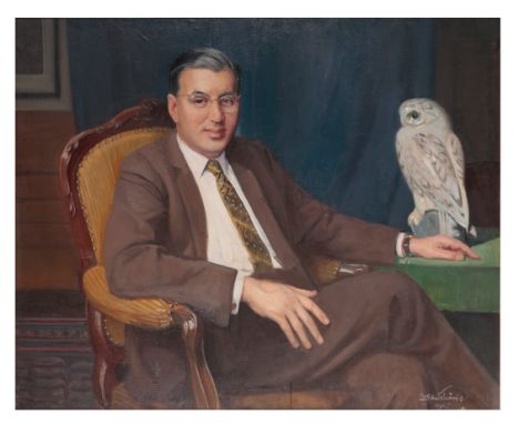 SIR WILLIAM OLIPHANT HUTCHINSON RA (1889-1970), OIL PAINTING, PORTRAIT OF PETER WERTH 'THE HEARING AID KING' dated 1967, canv