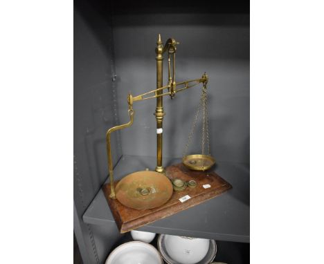 A set of apothecary or similar chemist scales type C marked for J Blackshaw of Barrow