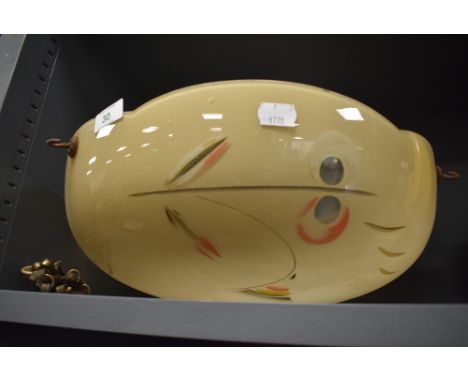 A late art deco cut and painted drop light shade 40cm accross