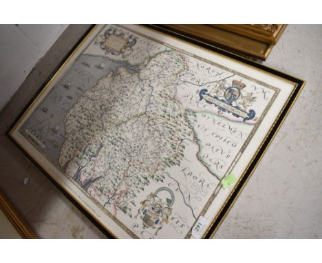 A vintage print of Saxtons map of Westmorland and Cumbria.