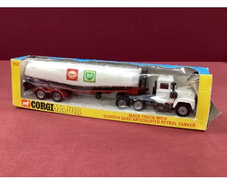 Corgi Major No 1152-Mack Truck with Petrol Tanker Shell/BP, boxed, flaps missing to one end.